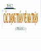 Bài giảng Toán cao cấp: Bài 2 -  Các dạng toán về ma trận